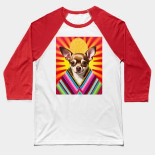 Mexican Food Taco Lover Op Art Chihuahua with Taco Baseball T-Shirt